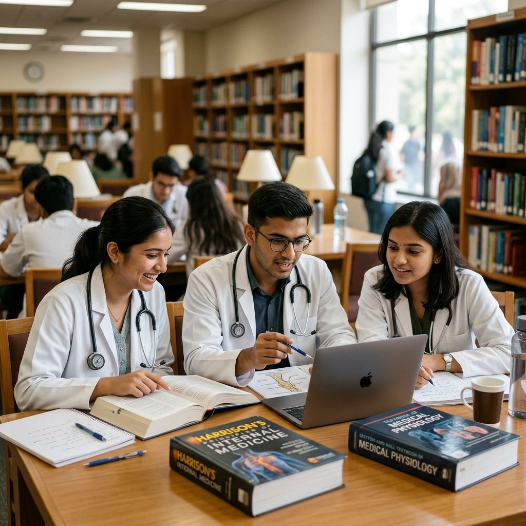 Medical students studying